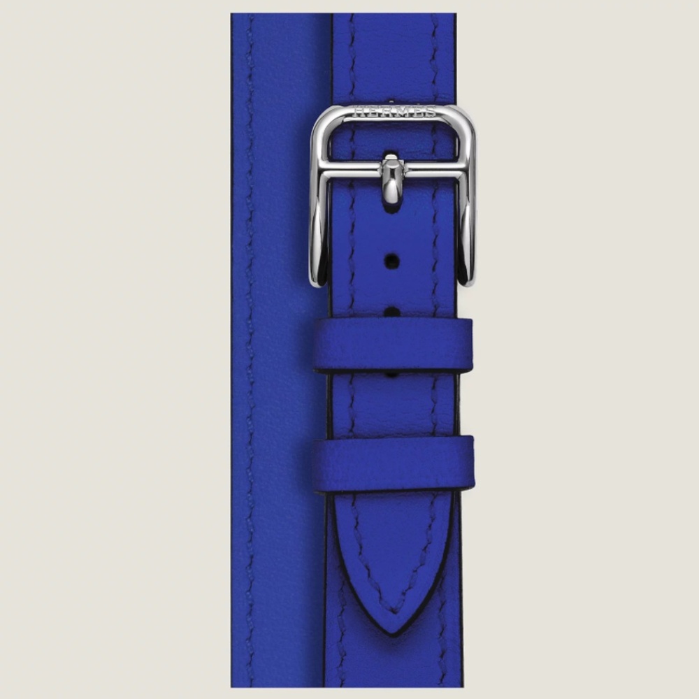Heure H model 25mm Double Tour Watch Strap Bleu Électrique